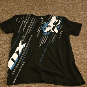 Fox Black Tee with Blue and White Accents
